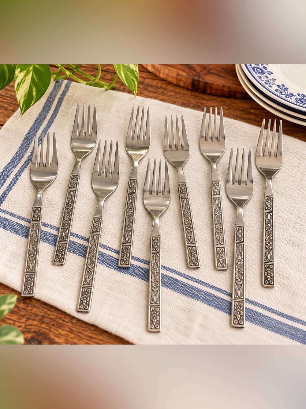 Set of 9 vintage made in Japan Stainless Steel Forks